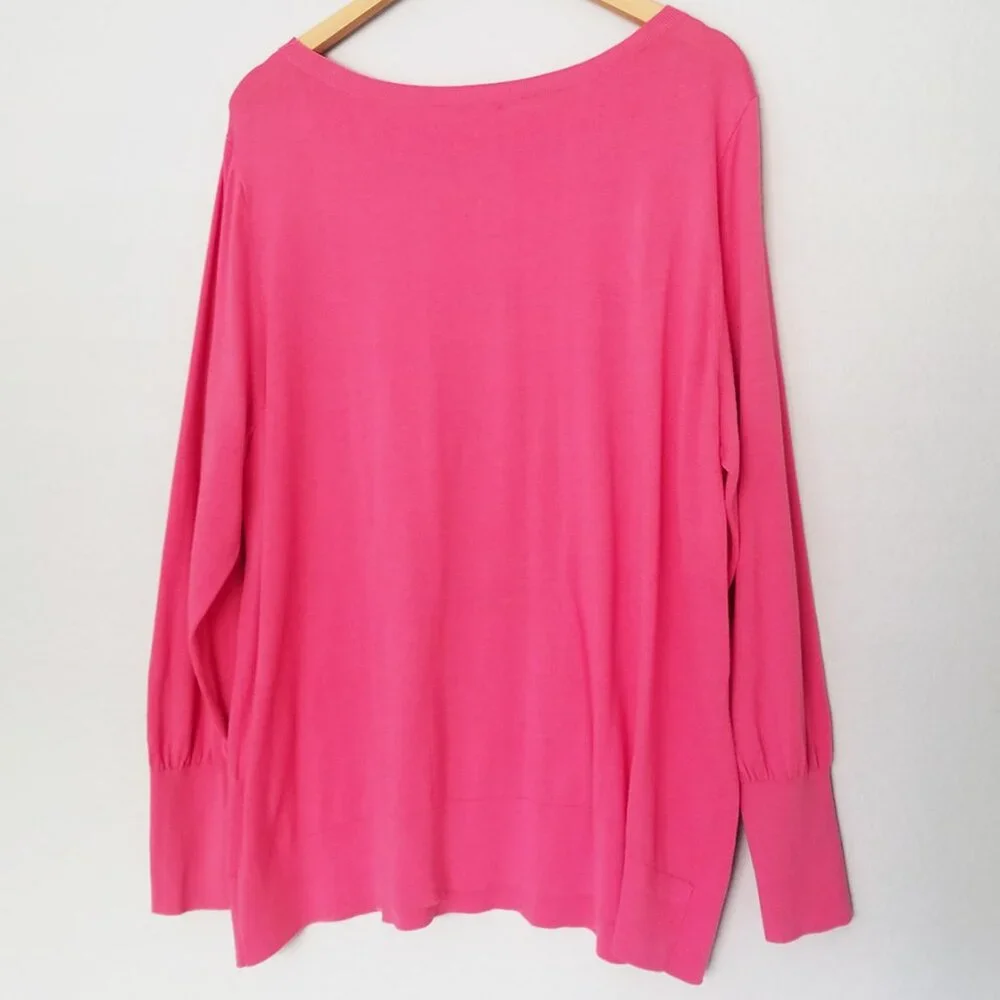Chico’s Big Heart Pink Pullover Sweater Lightweight Jumper Plus Size XXL $90 - Picture 6 of 16